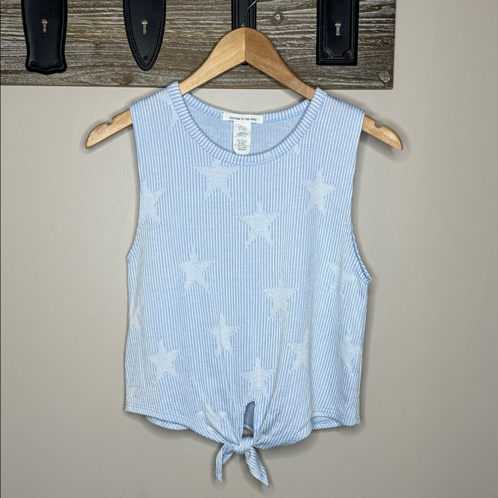 Caution To The Wind Women’s Tank Top w. tie bottom and stars design